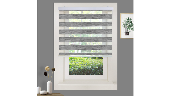 Zebra Blind ''Day & Night'' - W 22 X L 84 inches - Grey - Horizontal Roller Shades - Light Filtering with White Valence - Chain 22 cm